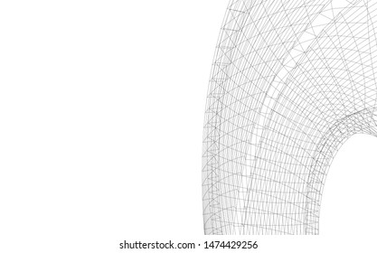Architectural drawing 3d. Futuristic background