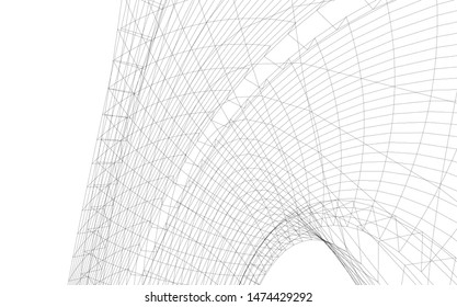 Architectural drawing 3d. Futuristic background