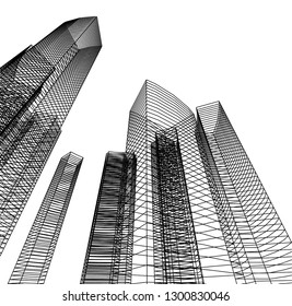  architectural drawing 3d illustration