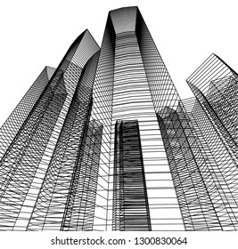  architectural drawing 3d illustration