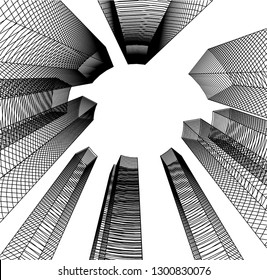  architectural drawing 3d illustration