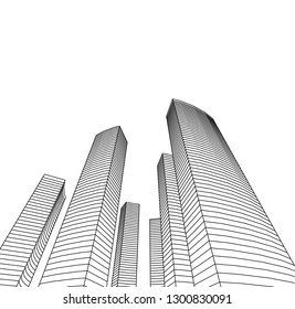  architectural drawing 3d illustration