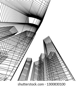  architectural drawing 3d illustration