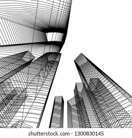  architectural drawing 3d illustration