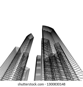  architectural drawing 3d illustration