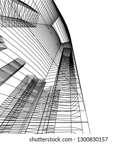  architectural drawing 3d illustration