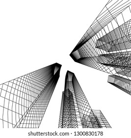  architectural drawing 3d illustration