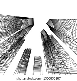  architectural drawing 3d illustration