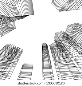 architectural drawing 3d illustration