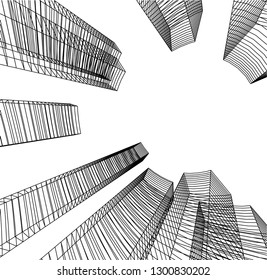  architectural drawing 3d illustration