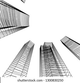  architectural drawing 3d illustration