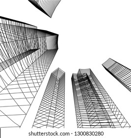  architectural drawing 3d illustration
