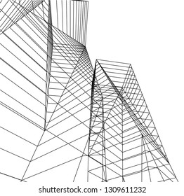  architectural drawing 3d illustration