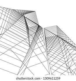  architectural drawing 3d illustration