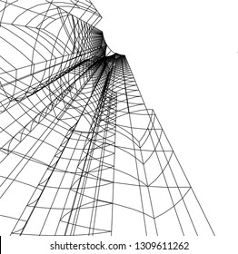  architectural drawing 3d illustration