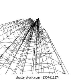  architectural drawing 3d illustration
