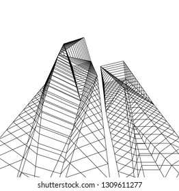  architectural drawing 3d illustration