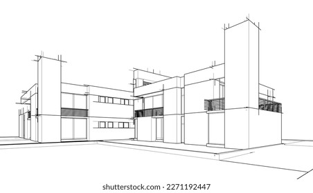 Architectural drawing 3d illustration 3d rendering