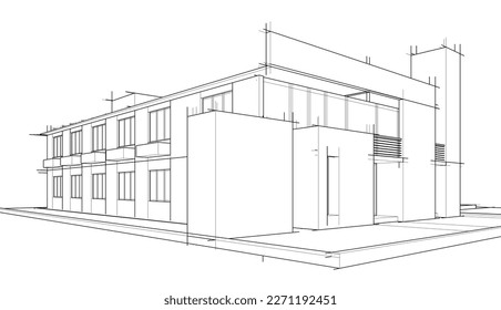 Architectural drawing 3d illustration 3d rendering