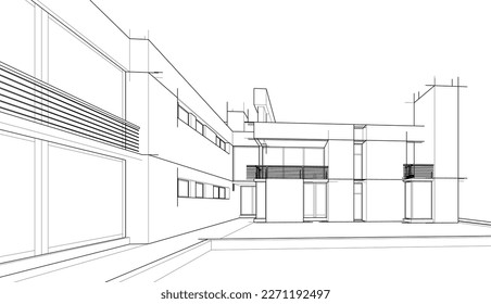 Architectural drawing 3d illustration 3d rendering