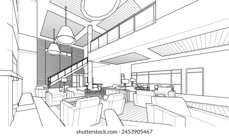 architectural drawing 3d illustration sketch project