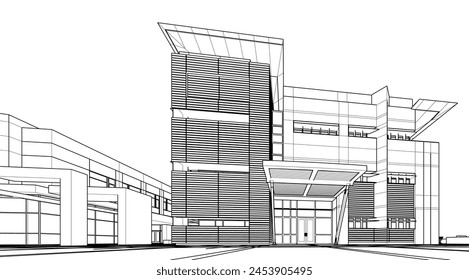 architectural drawing 3d illustration sketch project