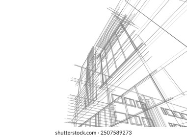 Architectural drawing 3d illustration vector drawing