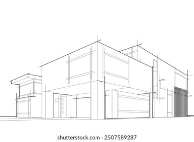 Architectural drawing 3d illustration vector drawing