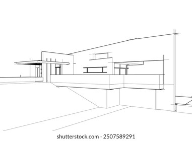 Architectural drawing 3d illustration vector drawing