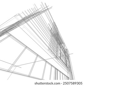 Architectural drawing 3d illustration vector drawing