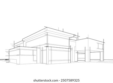 Architectural drawing 3d illustration vector drawing