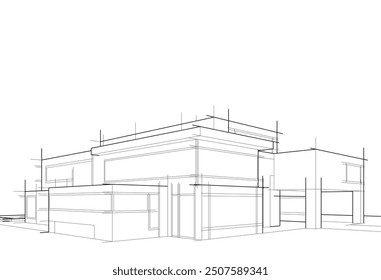 Architektonische Zeichnung 3d Illustration Vektorgrafik