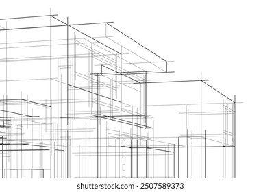 Architectural drawing 3d illustration vector drawing