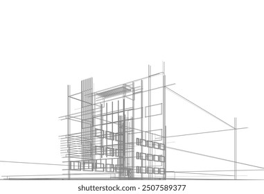 Architectural drawing 3d illustration vector drawing