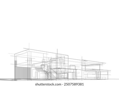Architectural drawing 3d illustration vector drawing