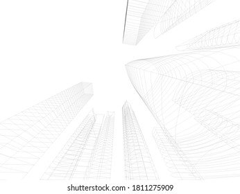 architectural drawing 3d model vector illustration