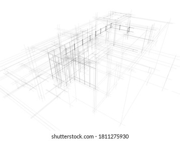 architectural drawing 3d model vector illustration