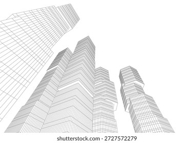Dibujo arquitectónico Dibujo de Vector 3d