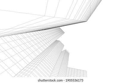 architectural drawing 3d vector illustration