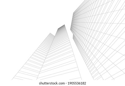 architectural drawing 3d vector illustration