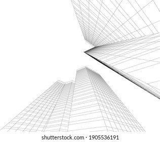 architectural drawing 3d vector illustration