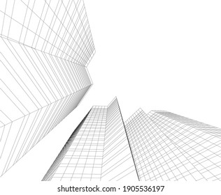 architectural drawing 3d vector illustration