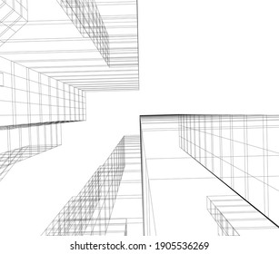 ilustración vectorial 3d de dibujo arquitectónico