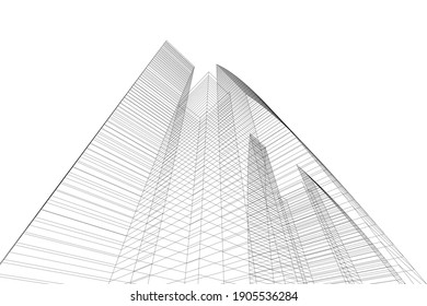 ilustración vectorial 3d de dibujo arquitectónico