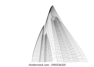 architectural drawing 3d vector illustration