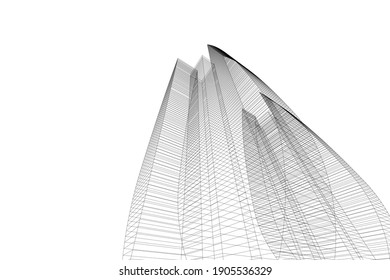 architectural drawing 3d vector illustration