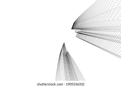 architectural drawing 3d vector illustration