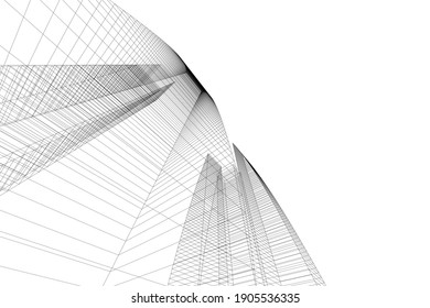 architectural drawing 3d vector illustration