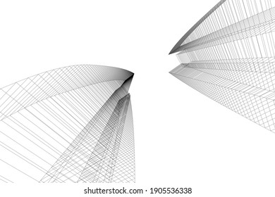 ilustración vectorial 3d de dibujo arquitectónico