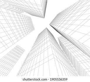 architectural drawing 3d vector illustration